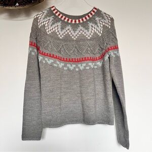 Cynthia Rowley Gray and Red Patterned Sweater